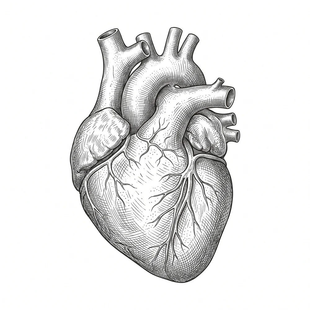 Engraving of a bison heart